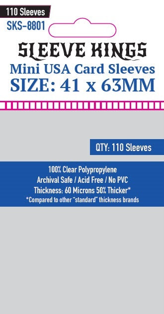 Sleeve Kings Mini USA Card Sleeves (41x63mm) - 110 Pack, -SKS-8801