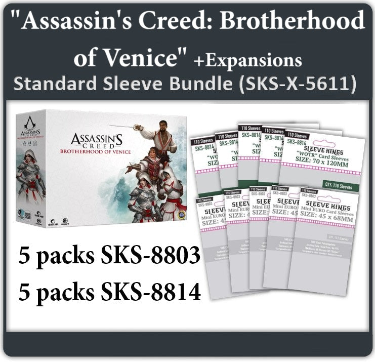 "Assassin's Creed: Brotherhood of Venice" + Expansions Compatible Sleeve Bundle (8803 X 5 + 8814 X 5)