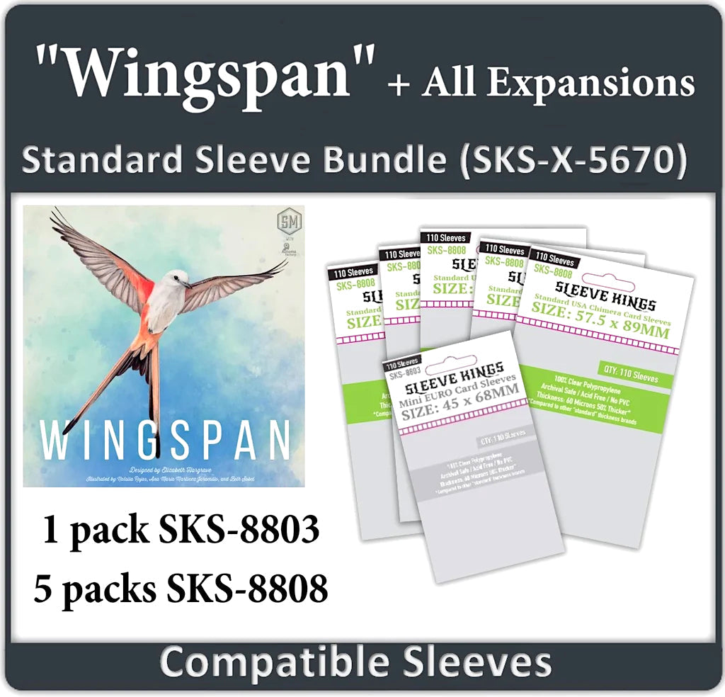 "Wingspan" + Expansions Compatible Sleeve Bundle (8803 x 1, 8808 x 5)