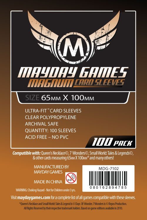 "7 Wonders" Card Sleeves - Magnum Ultra-Fit  (65x100mm) - Standard (100 sleeves per pack) - Mayday Games - 2